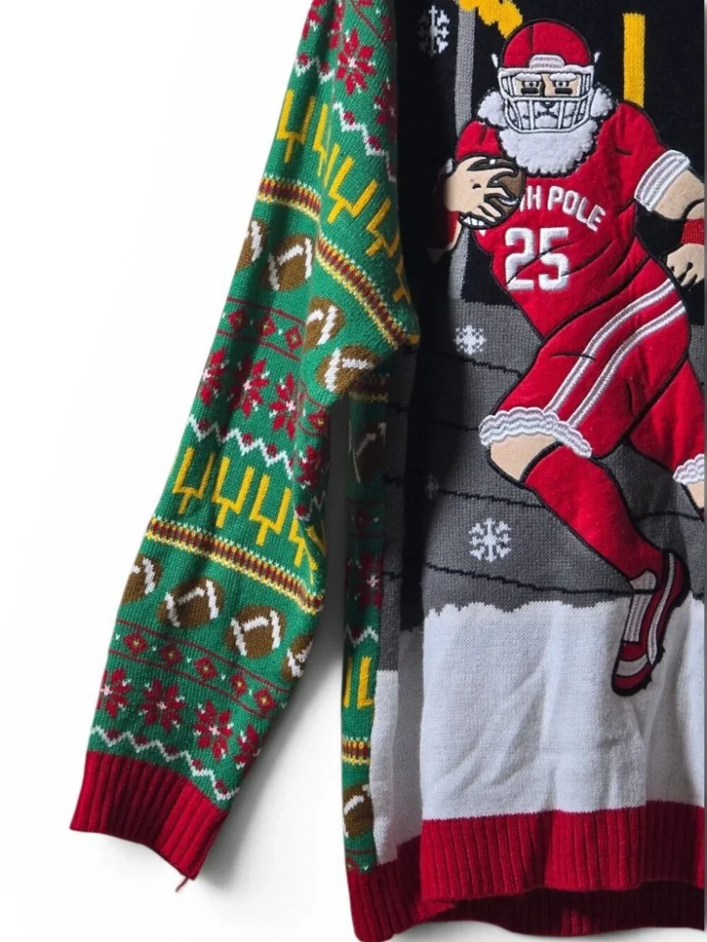 Football Santa Ugly Christmas Sweater 4XB Big Tall Holiday Party Knit Pullover